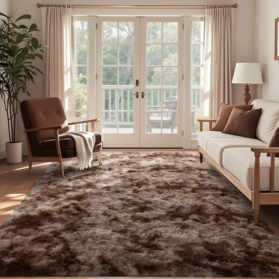 4x6 Ft Shag Brown Area Rug for Bedroom Living Room, Tie-Dyed Ultra Soft ...