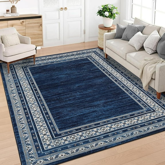 4x6 Hallway Washable Runner Rug, Vintage Soft Kitchen Laundry Runner, Non Slip, Farmhouse Entryway Living Room Floor Mat Stain Resistant Carpet for Bedroom Bathroom, Machine Washable