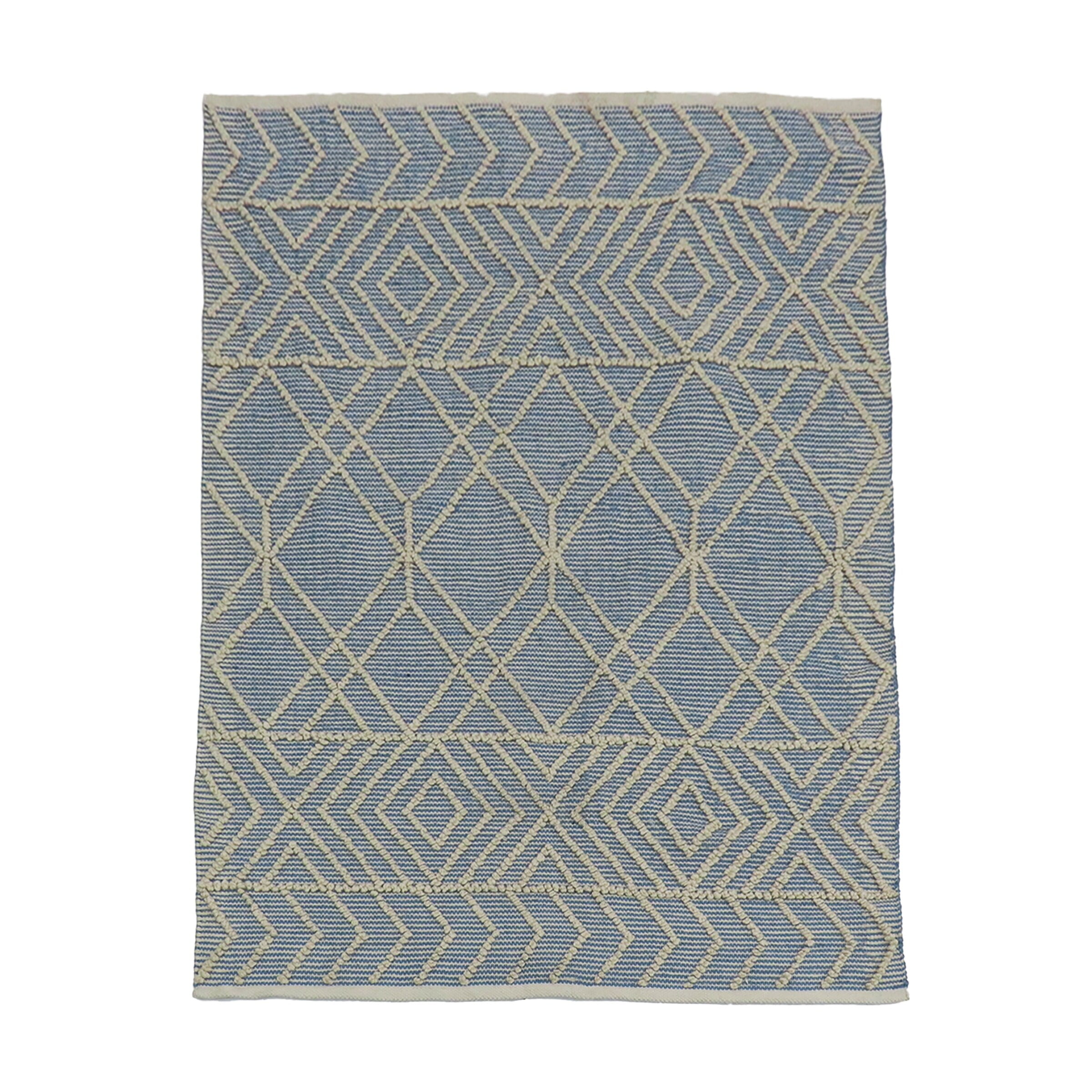 Cloud Blue Handwoven Geometric Outdoor Rug 4x6 ft