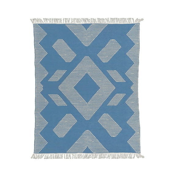4x6 ft. Hand Woven Outdoor Rug, Dusty Blue