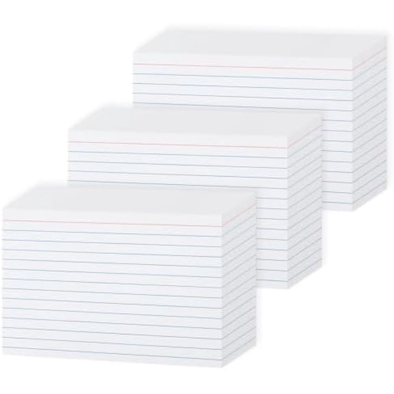 4x6 Heavy Weight Lined Note Cards 300 Pack- Quivanta 240GSM/90LB White Index Cards 4 x 6 Ruled Flashcards for Studying, Note Taking and To Do List