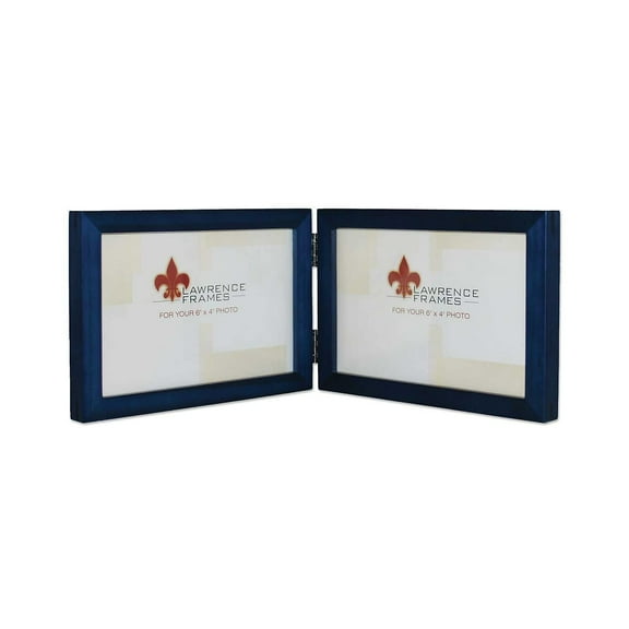 4x6 Hinged Double (Horizontal) Blue Wood Picture Frame - Gallery Collection