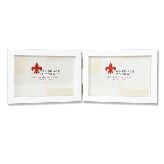 4x6 Hinged Double (Horizontal) White Wood Picture Frame - Gallery Collection