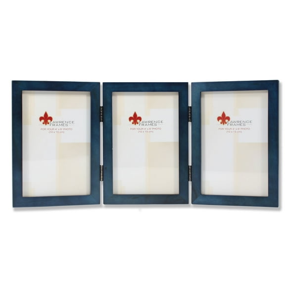 4x6 Hinged Triple Blue Wood Picture Frame - Gallery Collection