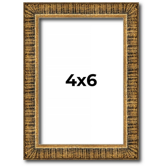 4x6 IN Frame Gold Kingsley Distressed Solid Wood Picture Frame Width 0.75 Inches | Interior Frame
