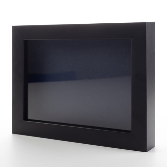 4x6 In Shadow Box Frame Painted Black Real Wood with a Navy Acid-Free Backing | 3/4" of Usuable