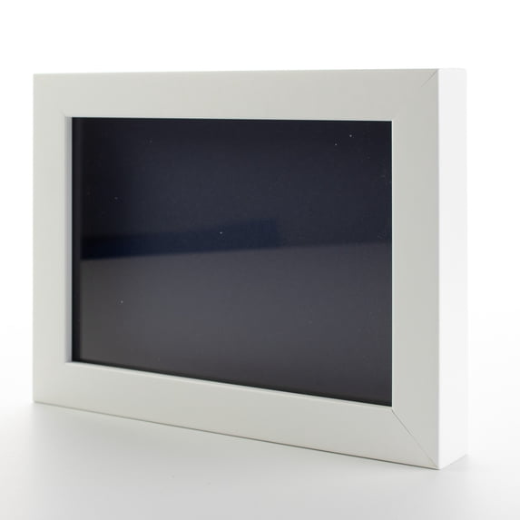 4x6 In Shadow Box Frame Painted White Real Wood with a Navy Acid-Free Backing | 3/4" of Usuable