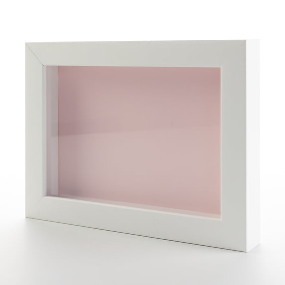 4x6 In Shadow Box Frame Painted White Real Wood with a Pink Acid-Free Backing | 3/4" of Usuable