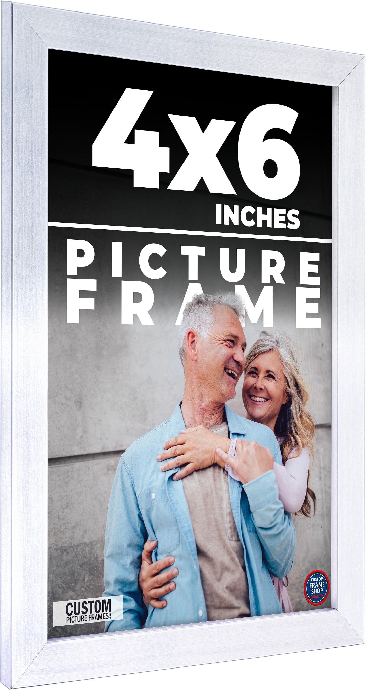 4x6 In Silver Metallic Wood Frame - 'Brushed Steel' Thin - Great for ...