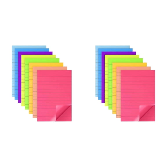 4x6 Inch Bright Colored Lined Sticky Notes, 16 Pack Self Stick Memo Pads With Strong Adhesive For Reminders (Red*2)
