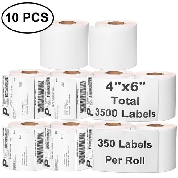 4x6 Inch Direct Thermal Labels, 3500 Labels/10 Rolls, Permanent Adhesive Shipping Paper, Ideal for Thermal Printers, Perfect for Mailing Postage Labels