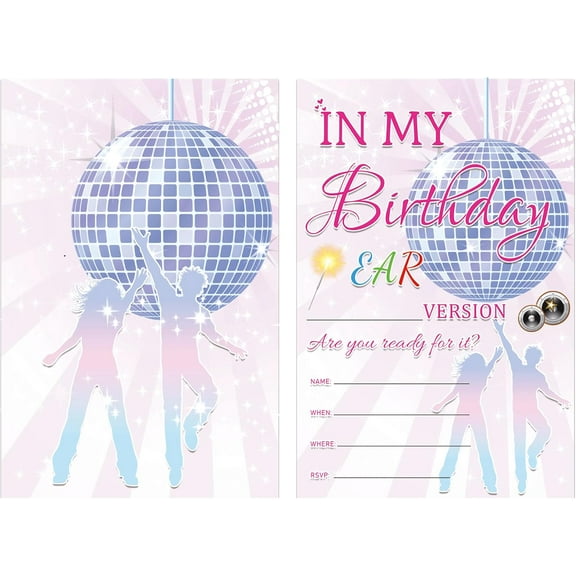 4x6 Inch Disco Music Birthday Theme Party Invitations Cards with Envelopes Party Birthday Gift Card for Boys Girls 25pcs