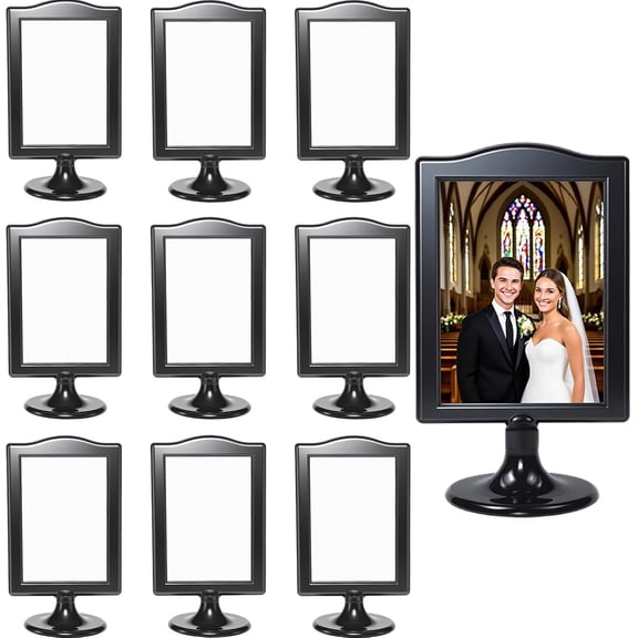 4x6 Inch Double Sided Standing Picture Frames, 2 Sided Pedestal Photo Frame with Inserts and Base, Black Display Frame for Wedding Table Number Menu
