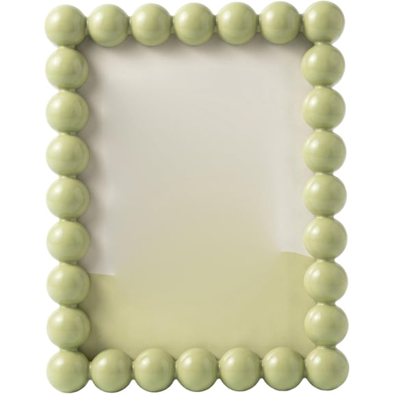4x6 Inch Green Picture Frame with Beaded Border, Tabletop and Wall Mountable for Home Decor