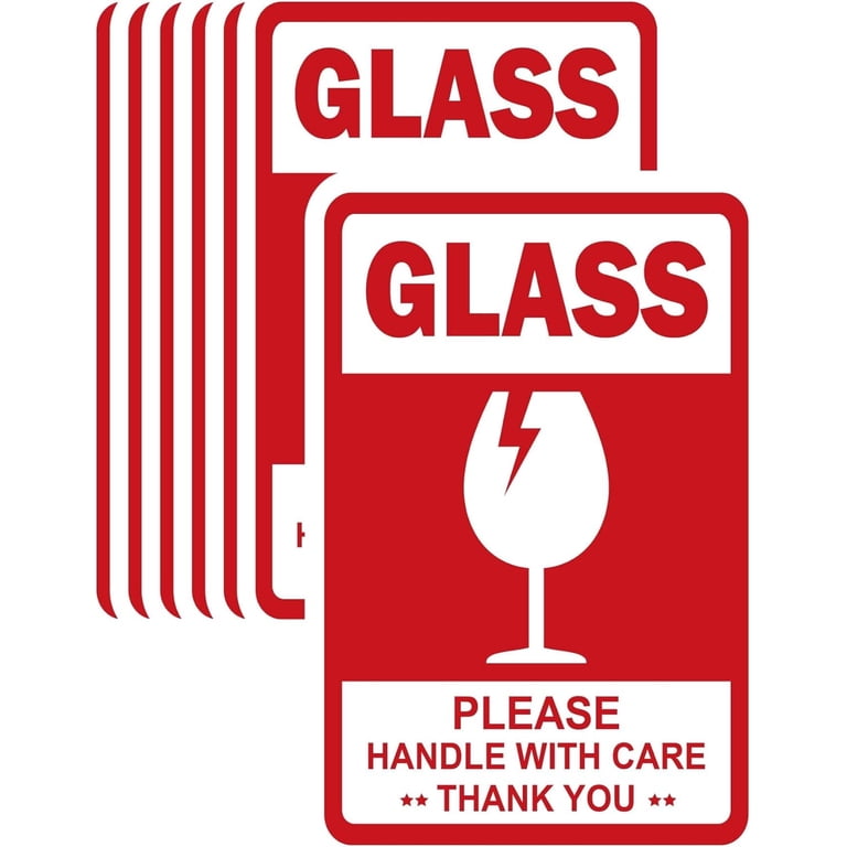 4x6 Inch Large Glass Fragile Warning Stickers Handle with Care