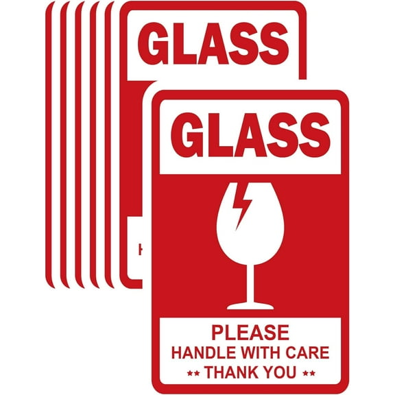 4x6 Inch Large Glass Fragile Warning Stickers Handle with Care - Fragile Stickers for Shipping Moving Glass Fragile Labels for Galss Delicate Items 100 Pcs