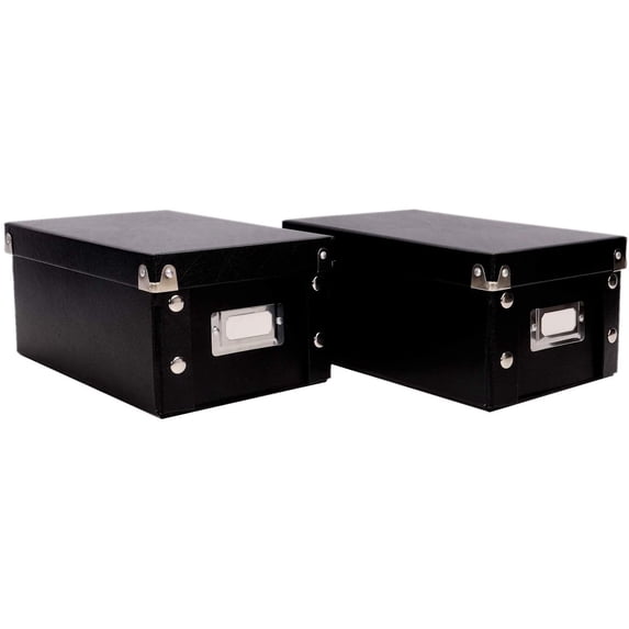 4x6 Index Card Box, Black, 2 PK