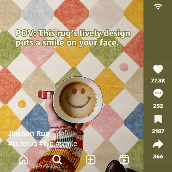 4x6 Kids Washable Indoor Floor Cover Non-Slip Modern Soft Rug with Diamond Circus Design for Nursery, Playroom, Bedroom, and Living Room