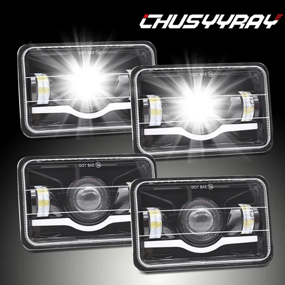 4x6 Led Headlights Compatible for Chevy Pickup 1981-1987 C10 K10 Blazer Headlights High Low Beam