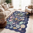 thumbnail image 1 of 4x6 Living Room Area Rugs: Washable Boho Bedside Rug Non-slip Floral Small Low Pile Carpet For Kitchen Bedroom Non-shedding Floor Mat Office Durable High Traffic Area(4x6 Purple), 1 of 7