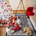 thumbnail image 1 of 4x6 Living Room Area Rugs: Washable Non-slip Boho Decorative Rugs For Bedroom Low Pile Neutral Small Carpet Kitchen Dining Non-shedding Floor Mat Office (4x6 Black), 1 of 8
