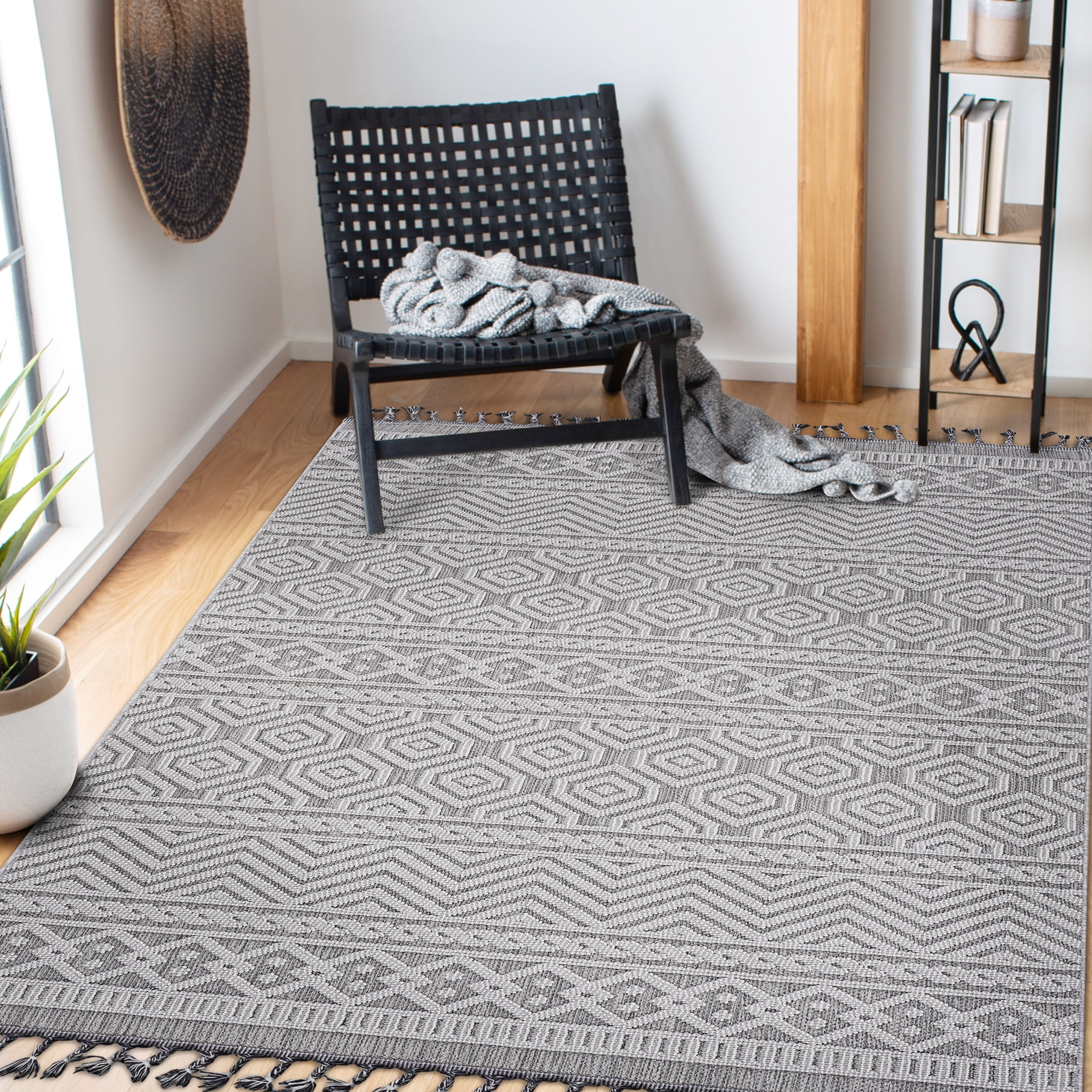 4x6 Loom & Grey/white Geometric Indoor/outdoor Area Rug - Development ...