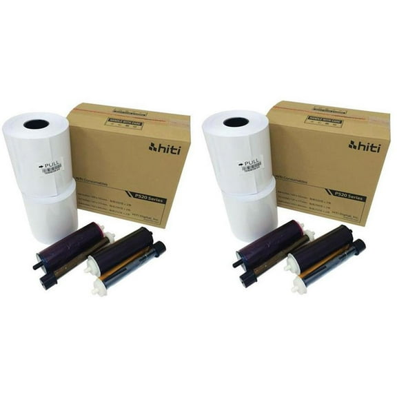 HiTi 4x6" Media for Photo Printer P520 & P520L - 2 Pack (4 Rolls & 4 Ribbons - 2 Thousand Prints Total)