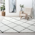 thumbnail image 1 of Bliss Rug Geometric Indoor Shag Rug for Living Room, Bedroom, Kids Room |White/Gray, 4' x 6' (4'x5'3''), 1 of 9