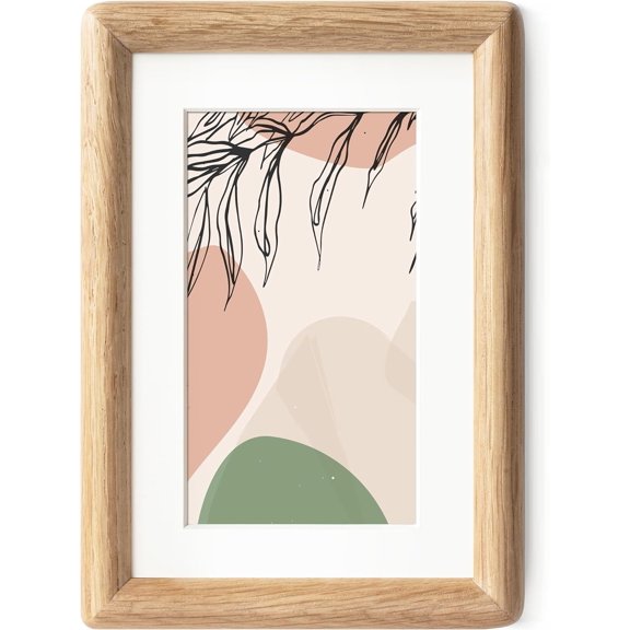 4x6 Oak Frame - Rounded Corner 4 x 6 Picture Frame Matted to 3.5x5 - USA-Sourced Oak Wood 4x6 Photo Frame with Tempered Glass for Tabletop or Wall Mount Display
