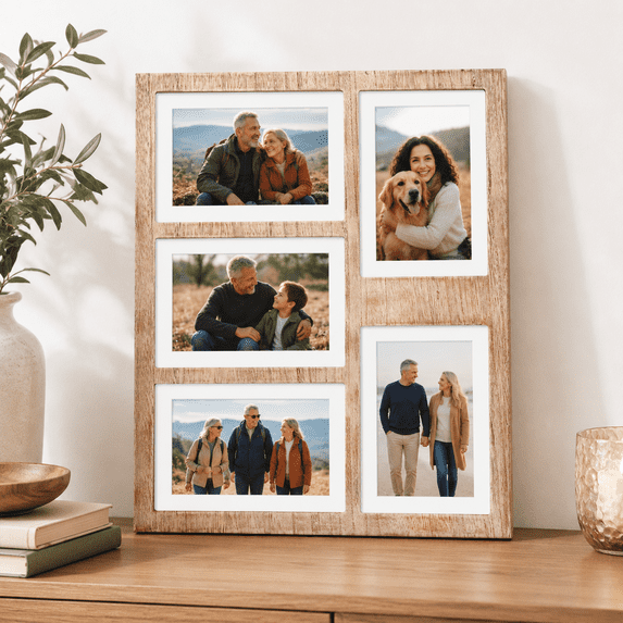 4x6 Or 5x7 Picture Frames Rustic Brown Wooden Frame With Real ...