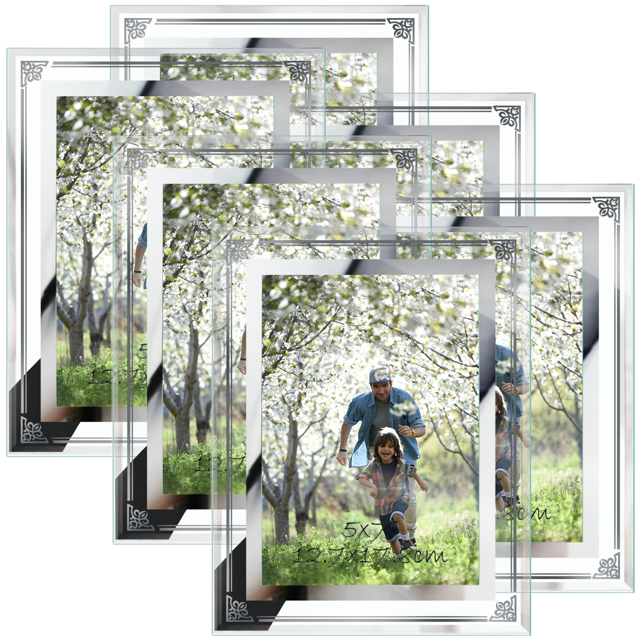 Ornate 4x6 Glass Picture Frame Set of 6, Vertical or Horizontal