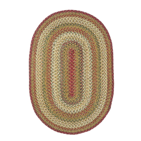 4x6' Oval Jute Braided Rugs, Mustard Seed Red & Green, Suitable for Kitchen, Living Room, Bedroom, Vintage Area Rug, Colorful Jute Braided Rug for Entryway. Country & Primitive Reversible Rug
