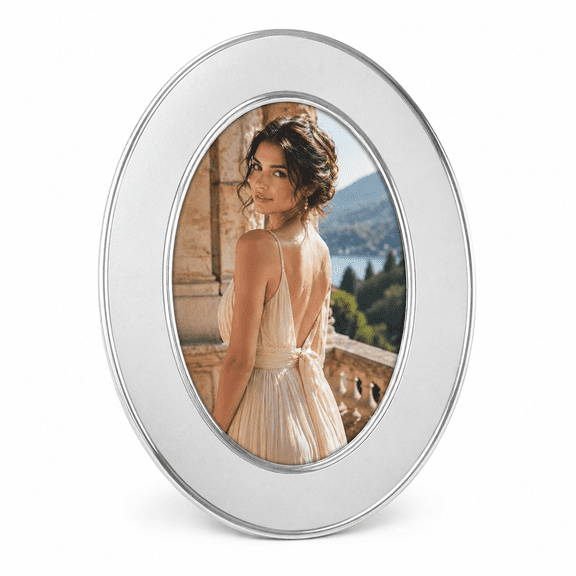 4x6 Oval Metal Picture Frame - Vintage Decor Photo Frame with Glass - Classic Oval  Frame for Tabletop, silver,Perfect Gift Choice,Photo Display