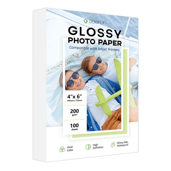 4x6 Photo Paper, Goefun Glossy Photo Paper 4x6 Inkjet Photo Printer Paper 100 Sheet, 200GSM Thick Photo Paper for Dye Ink