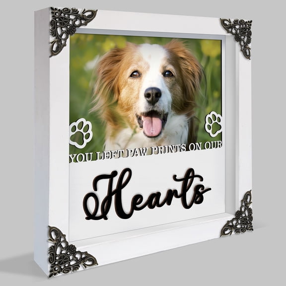 4x6 Photo Pet Memorial Gifts for Dogs Cats, Picture Frame for Pet Loss, Remembrance Frame for Dog Cat in Loving Memory, Dog Sympathy Gift, Pet Passed Away Decorations Wall Tabletop PF203-W