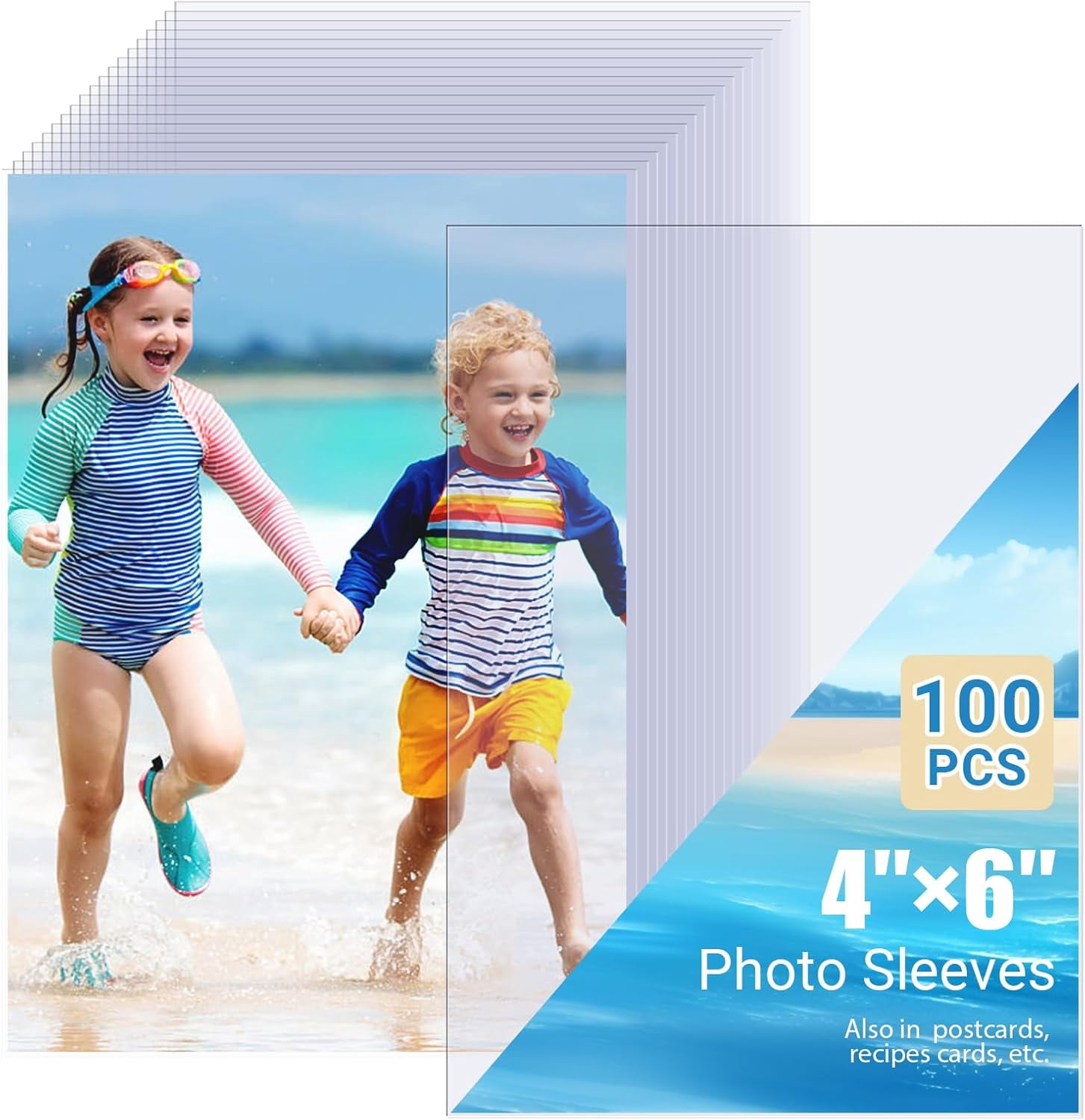 4x6 card sleeves Photo (100 Pack) – Top Loading Sheet Protectors, Archival Safe & Waterproof Plastic Photocard Sleeve, Soft Clear Sleeves for Photos, Postcards, Recipe Cards quality protector pages Ultra Pro 4