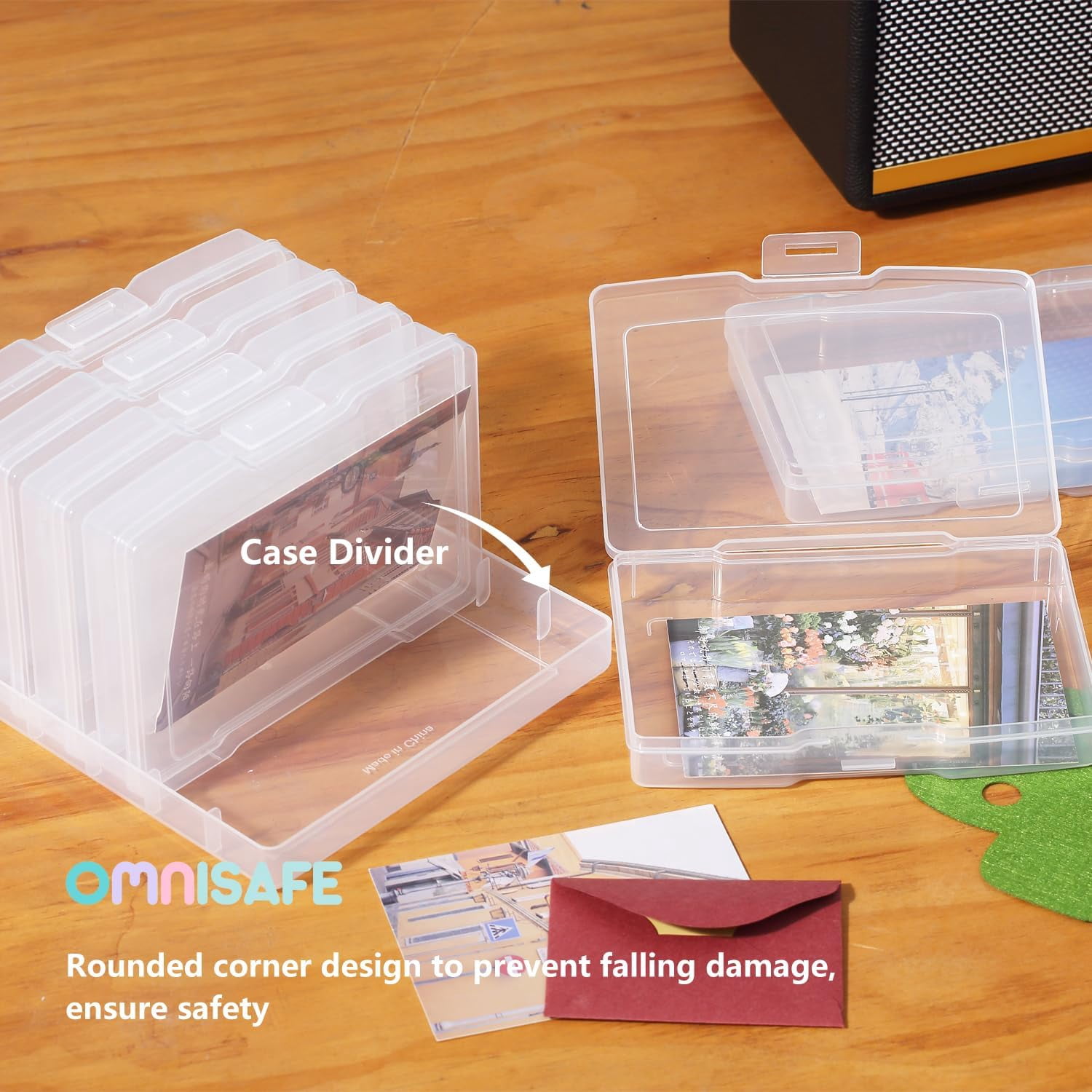 4x6 Photo Storage Cases, 6 Inner Plastic Craft Storage Container, Acid-Free Box for Pictures, Crafts, Scrapbooking, Photo Keeper