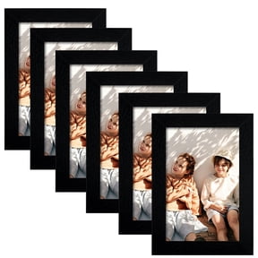 AEVETE 4x6 Picture Frames Black Set of 6, Wall and Tabletop Display for Home Office Decor