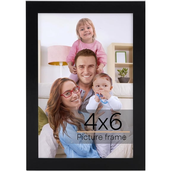 4x6 Picture Frame Black, 4 by 6 Thin Photo Frame for Wall Tabletop Display, Single