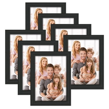 MEBRUDY 4x6 Picture Frame,Black, Photo Frames Set of 7 for Wall Mounting or Table Top Display