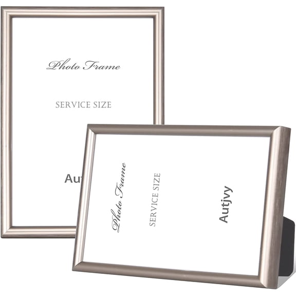 4x6 Picture Frame Champagne Brushed Modern Simple Thin Aluminum Metal Photo Frame with HD Real Glass, Display for Tabletop and Wall Collage. (2 Pack)