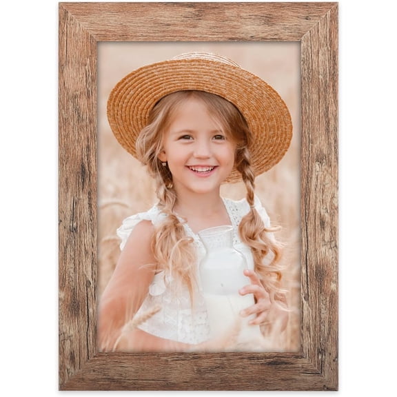 4x6 Picture Frame Display 4x6 Picture Distressed Brown Wood Grain Photo Frame for Wall and Tabletop Decoration