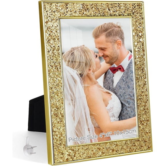 4x6 Picture Frame Glitter, Bling 4 by 6 Photo Frames with Real Glass, for Wall or Tabletop Display, Family Wedding Mother's Day (4 x 6, )