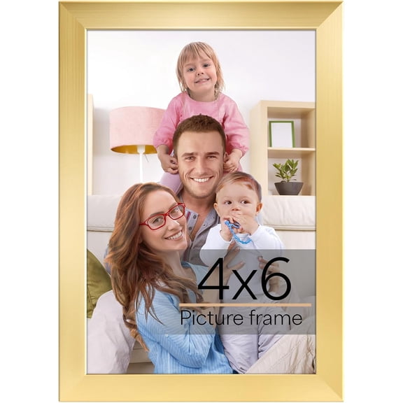 4x6 Picture Frame Gold, 4 by 6 Thin Photo Frame for Wall Tabletop Display, Single