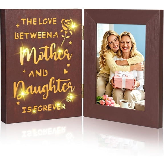 4x6 Picture Frame Mothers Day Christmas Photo Gifts for Mom from Daughter, Mother and Daughter Christmas Picture Frame Gift for Mom- 4x6 Photo Frames Hinged Double Side Tabletop