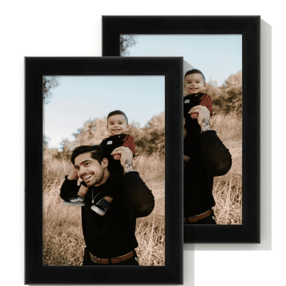 4x6 Picture Frame Set of 2,Display Pictures 4"x6",Black Photo Frame with Shatter Resistant Plexiglass,Picture Frames 4x6 Tabletop and Wall Mount,Poster Frame for Display Certificate Document
