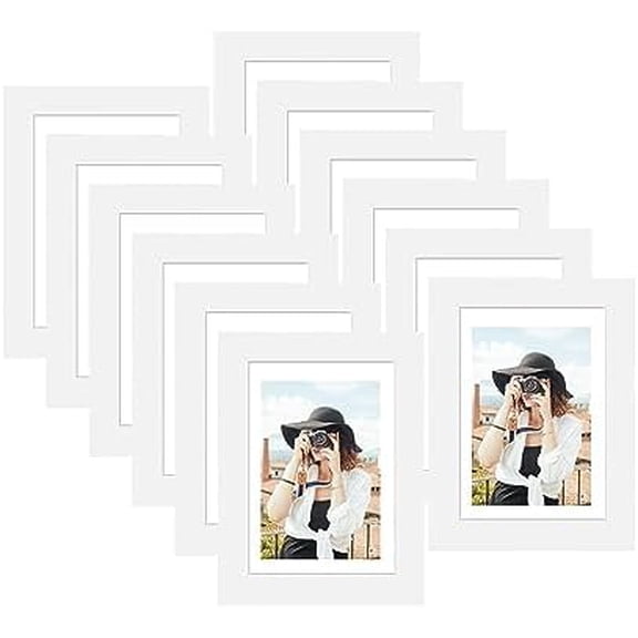 4x6 Picture Frame Set of 12, Display 3.5x5 with Mat or 4x6 without Mat, Photo Frames for Wall Mounting or Table Top Display, White