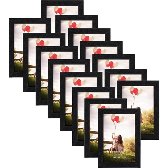 4x6 Picture Frame Set of 15, Black Picture Frames Display 4 by 6 Photo for Wall or Tabletop