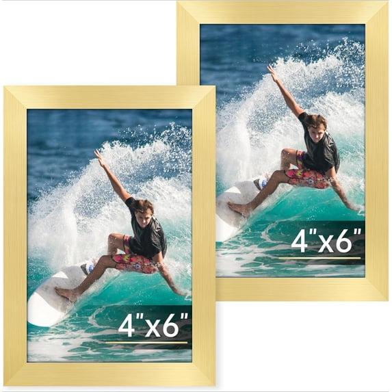 4x6 Picture Frame Set of 2, Gold Picture Frames Collage for Tabletop or ...