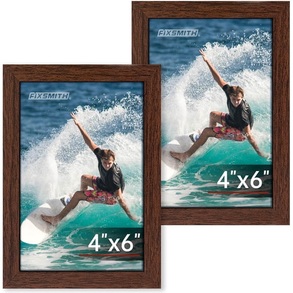 4x6 Picture Frame Set of 2, Photo Frame 4x6 with HD Plexiglass, Brown Picture Frames Collage for Tabletop or Wall Display